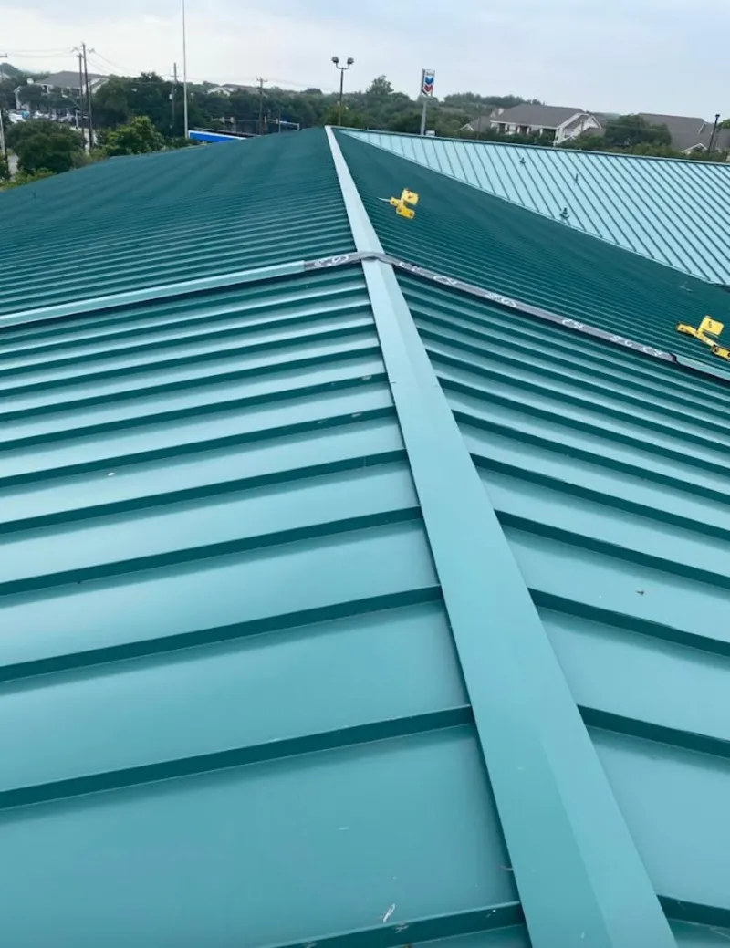 Green commercial metal roof ridge and valley for Metal Roof Repair in Swatara